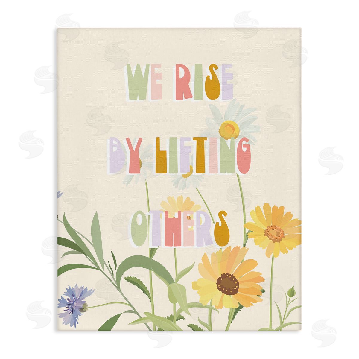 Stupell Studio We Rise by Lifting Others Quote Soft Spring Florals Canvas Wall Art