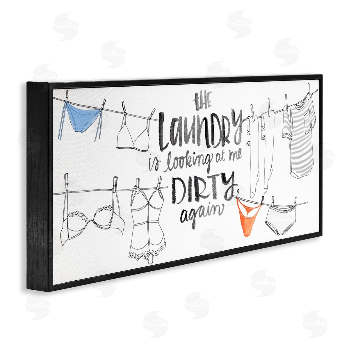 Jennifer Paxton Parker Laundry Looking at Me Dirty Phrase Vintage Clothesline Humor Black Framed Giclee Wall Art