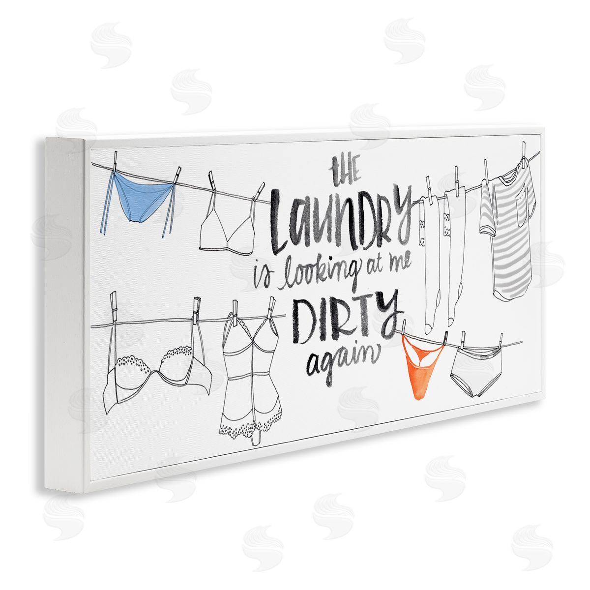 Jennifer Paxton Parker Laundry Looking at Me Dirty Phrase Vintage Clothesline Humor White Framed Giclee Wall Art
