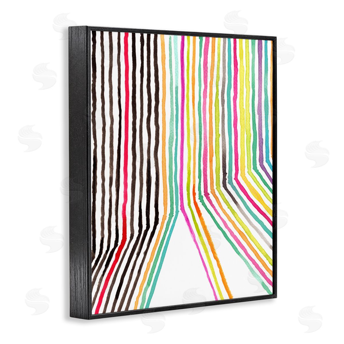 Elvira Errico Asymmetrical Line Breaks Between Fold Vibrant Rainbow Black Framed Giclee Wall Art