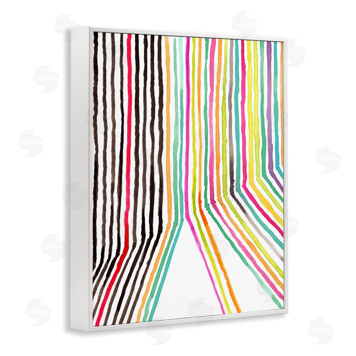 Elvira Errico Asymmetrical Line Breaks Between Fold Vibrant Rainbow White Framed Giclee Wall Art