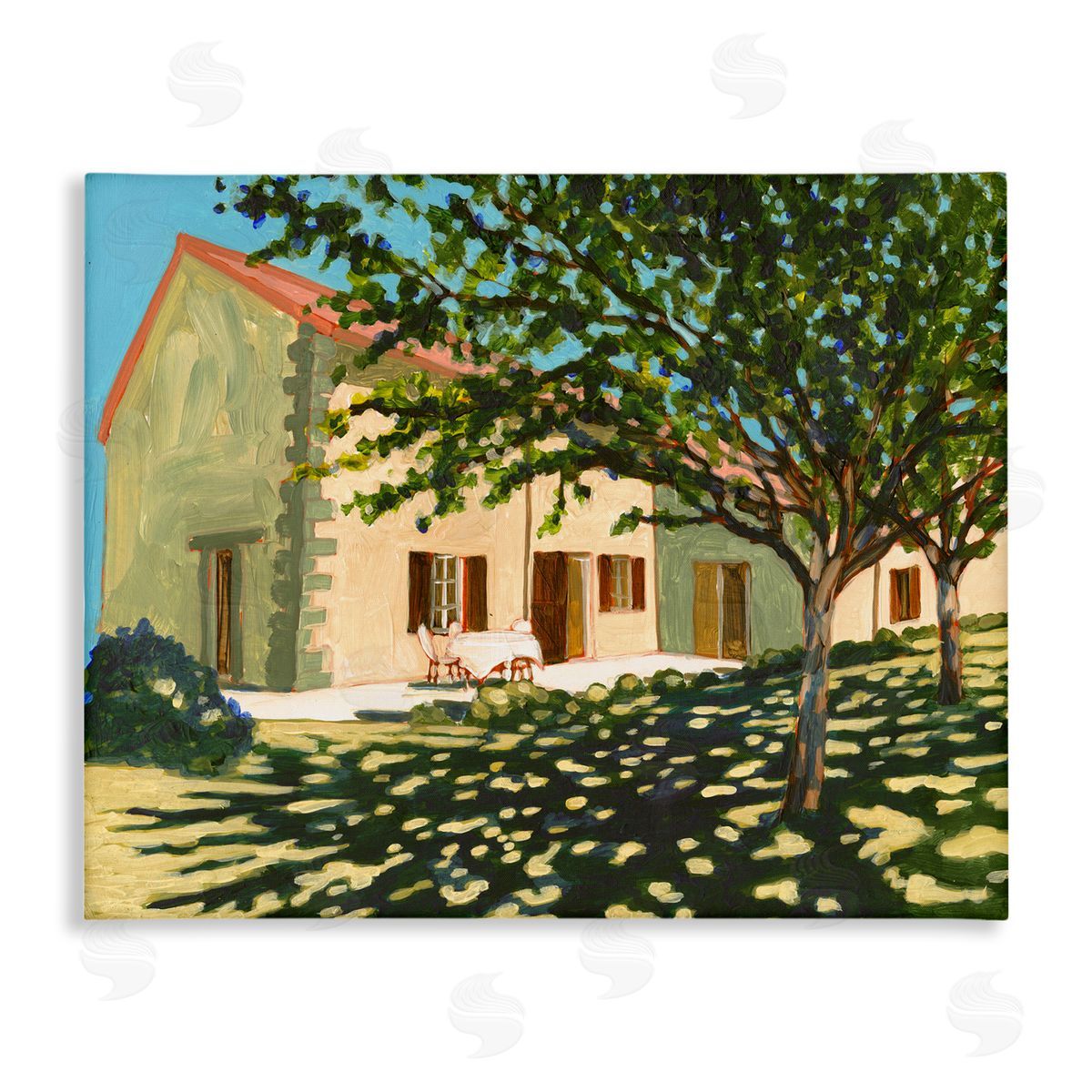 Bart E. Slyp Countryside Home Garden Landscape Tree Shade Canvas Wall Art