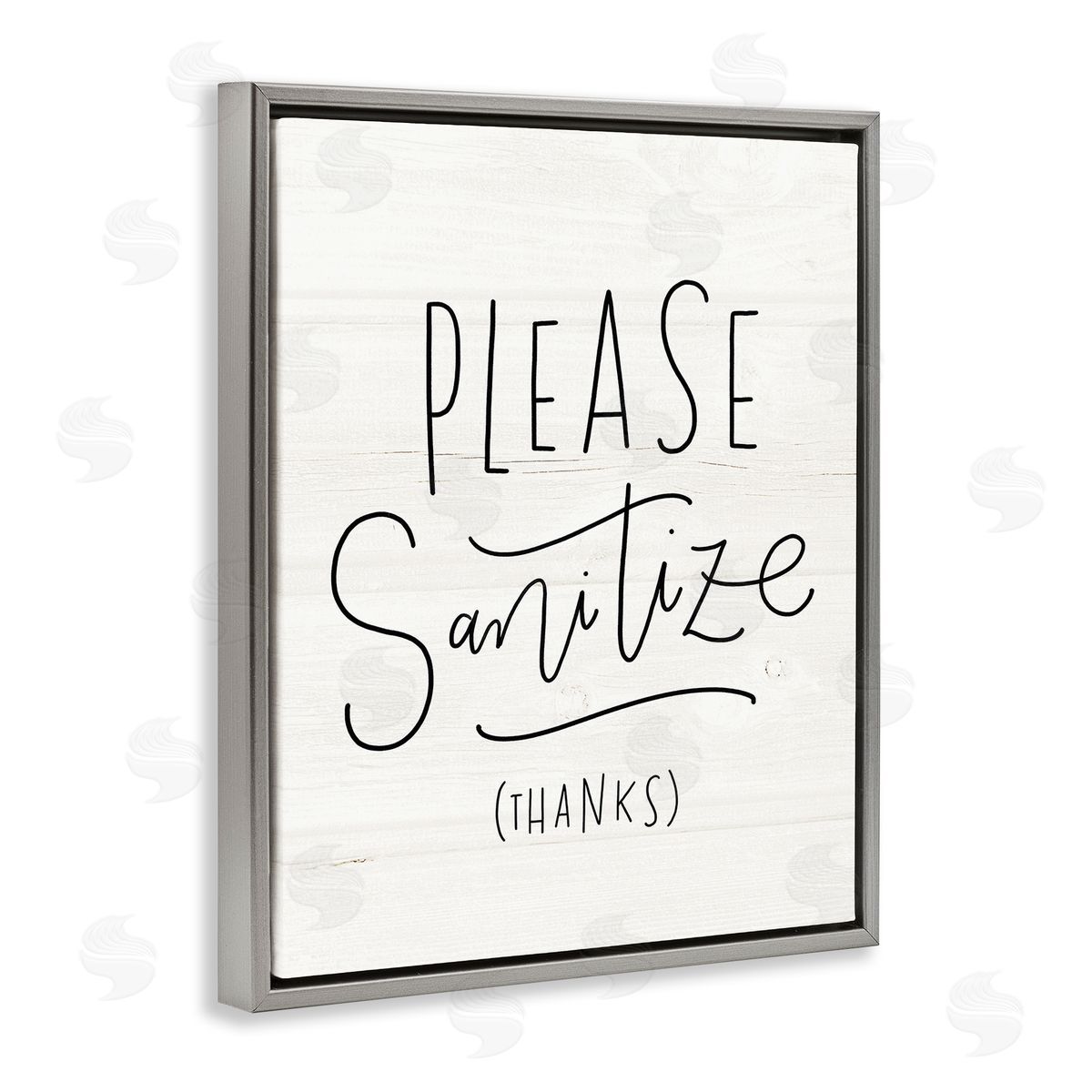 Loni Harris Please Sanitize Phrase Minimal Rustic Text Gray Floater Frame Canvas Art