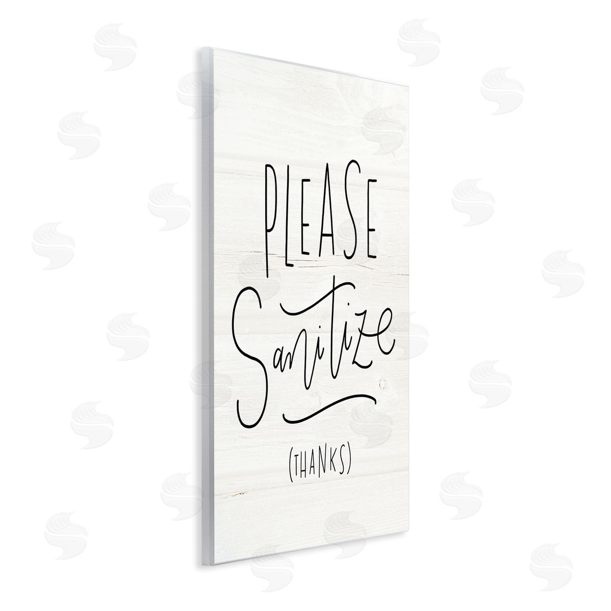 Loni Harris Please Sanitize Phrase Minimal Rustic Text Wall Plaque Art