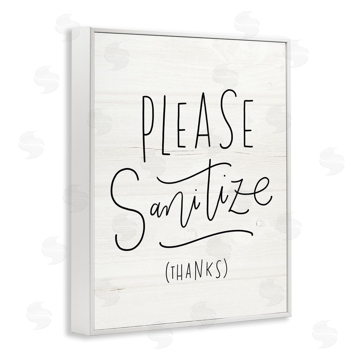 Loni Harris Please Sanitize Phrase Minimal Rustic Text White Framed Giclee Wall Art