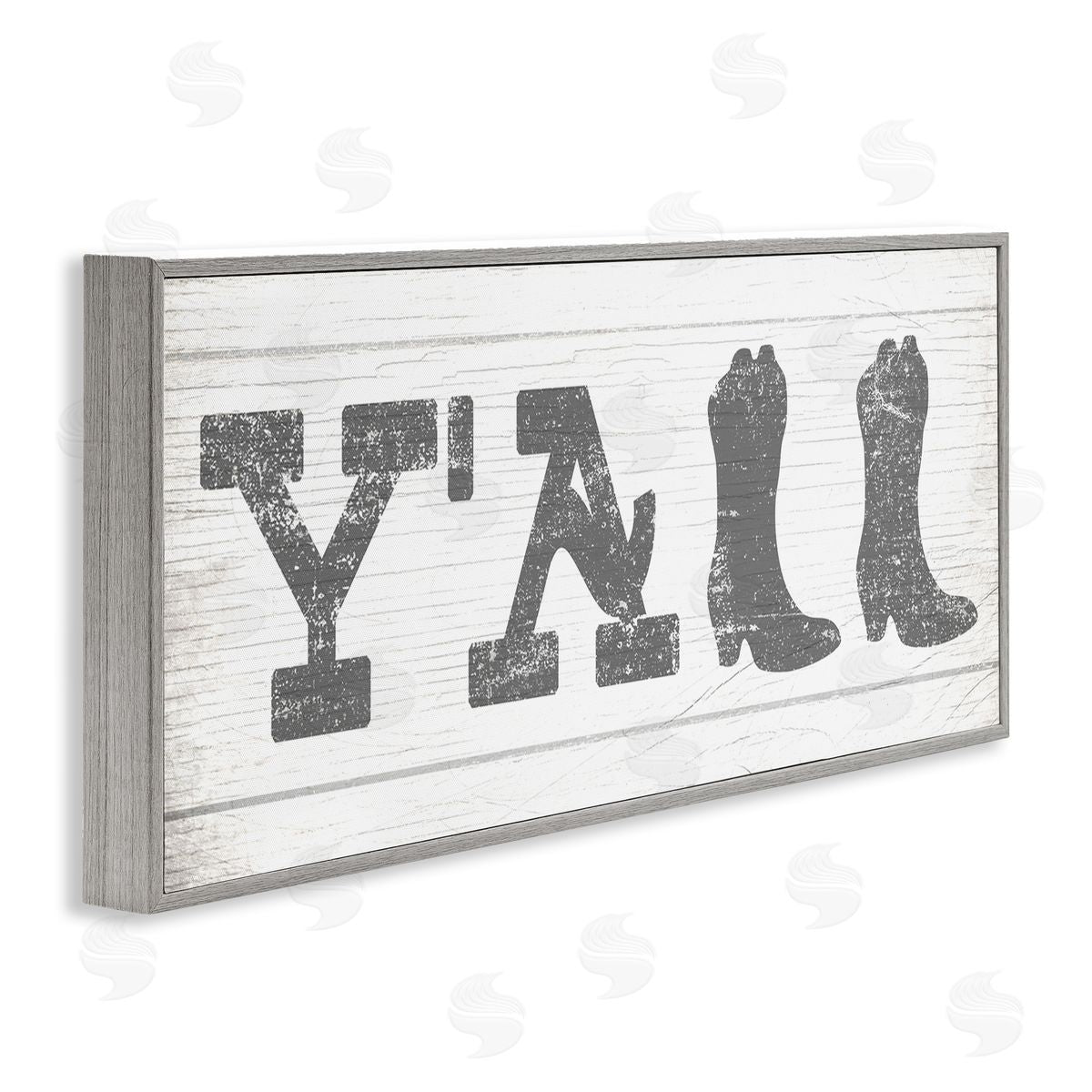 Stupell Studio Y'all Phrase Rural Cowboy Boot Typography Gray Framed Giclee Wall Art