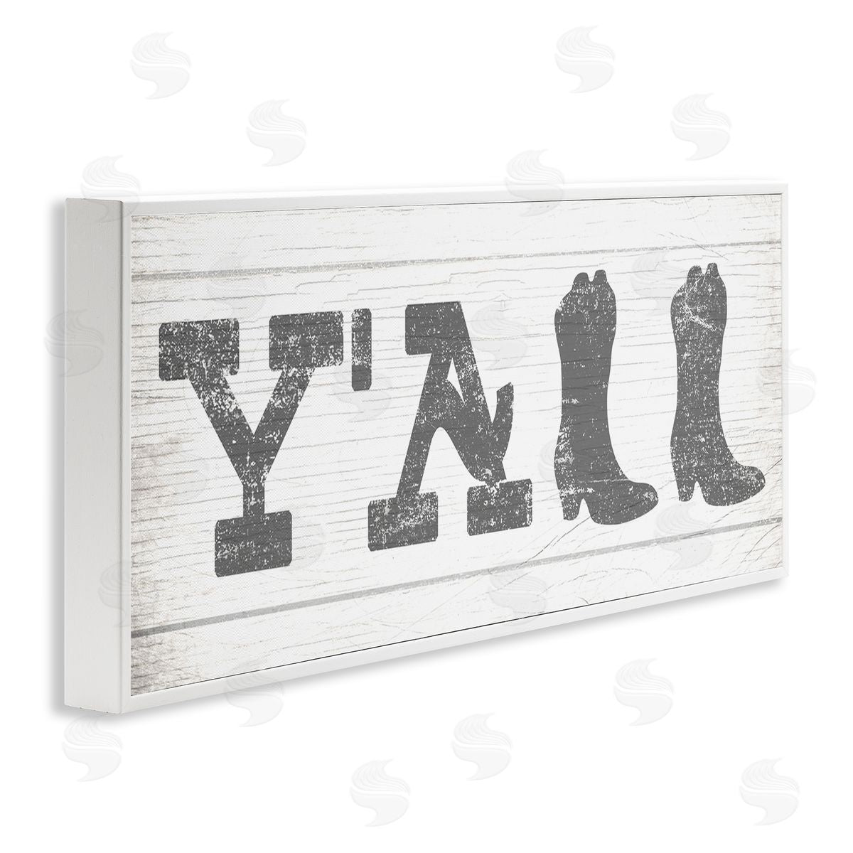 Stupell Studio Y'all Phrase Rural Cowboy Boot Typography White Framed Giclee Wall Art