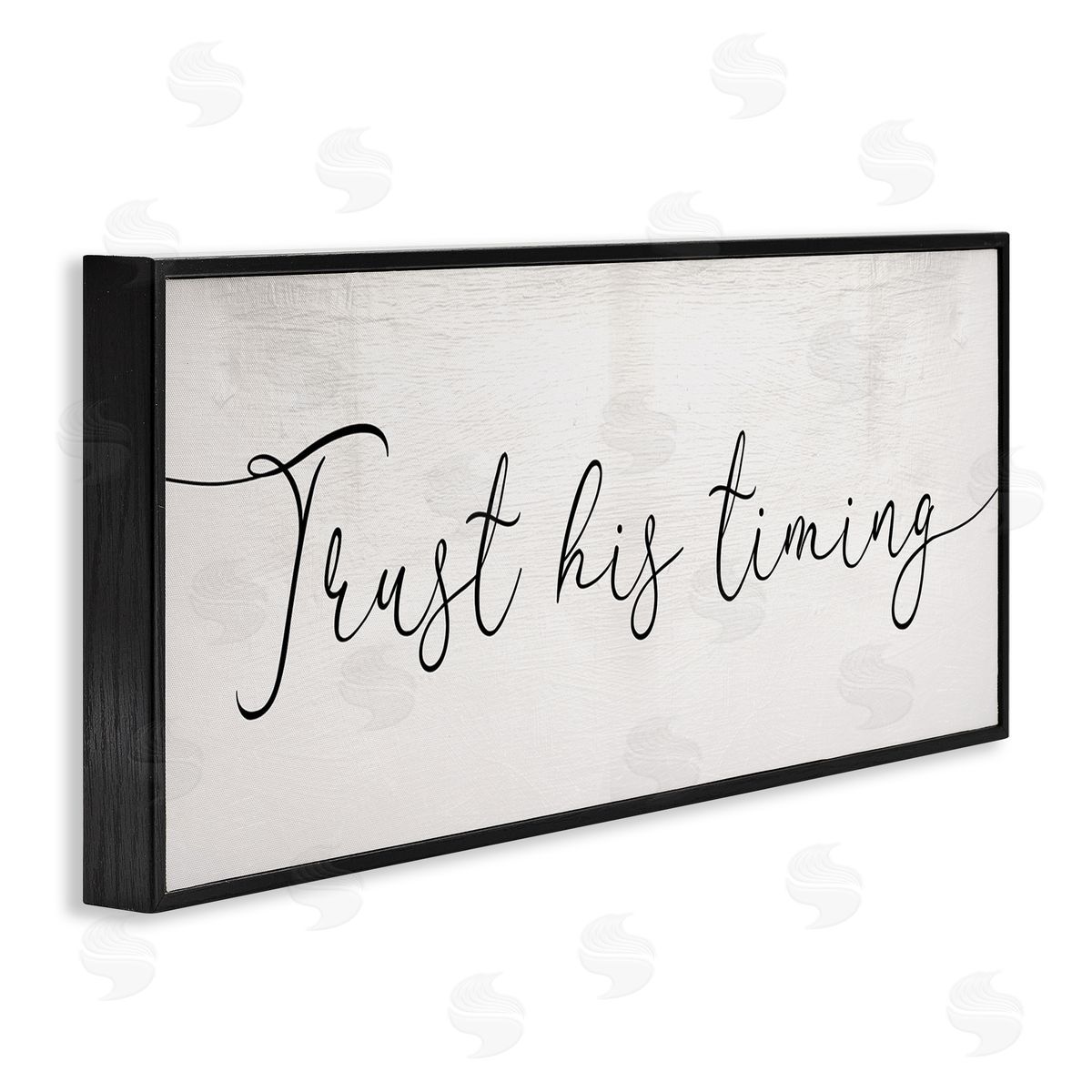 Stupell Studio Trust His Timing Phrase Elegant Cursive Typography Black Framed Giclee Wall Art