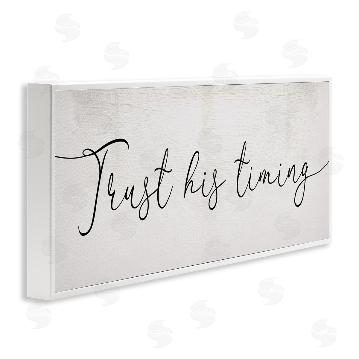 Stupell Studio Trust His Timing Phrase Elegant Cursive Typography White Framed Giclee Wall Art