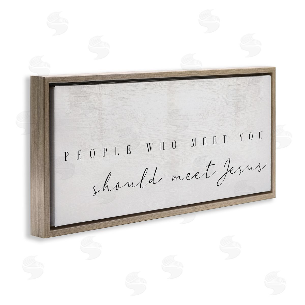 Stupell Studio People Who Meet You Phrase Faith Inspired Quote Brown Floater Frame Canvas Art