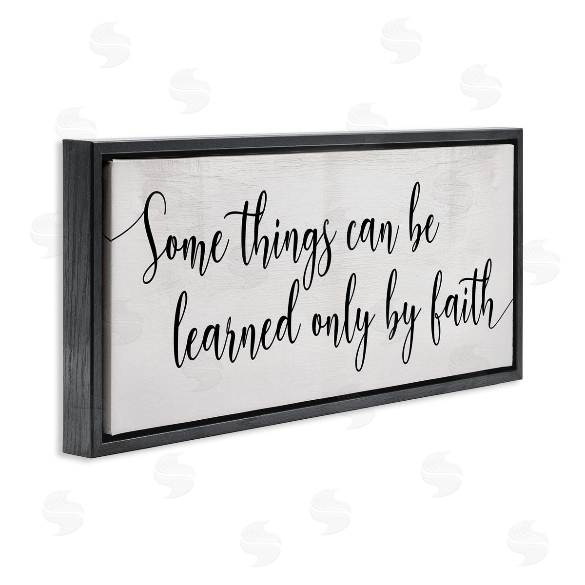 Stupell Studio Learned Only By Faith Phrase Bold Cursive Typography Black Floater Frame Canvas Art