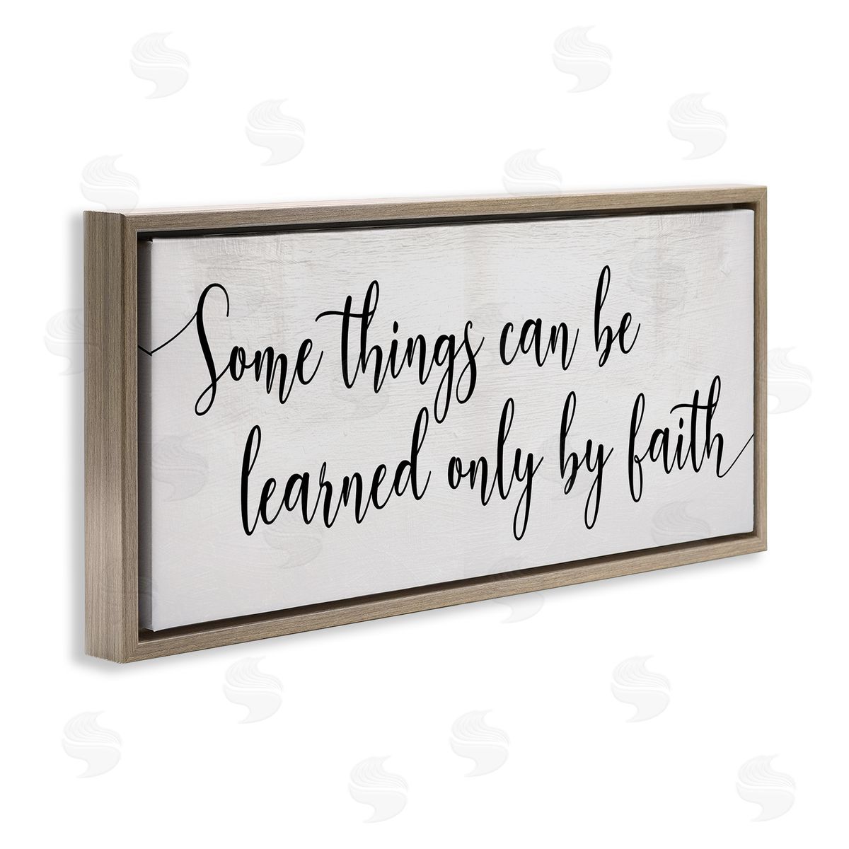 Stupell Studio Learned Only By Faith Phrase Bold Cursive Typography Brown Floater Frame Canvas Art