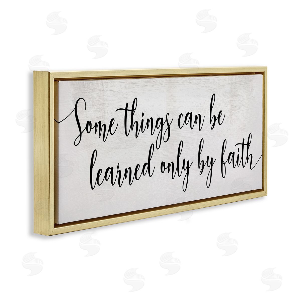 Stupell Studio Learned Only By Faith Phrase Bold Cursive Typography Gold Floater Frame Canvas Art