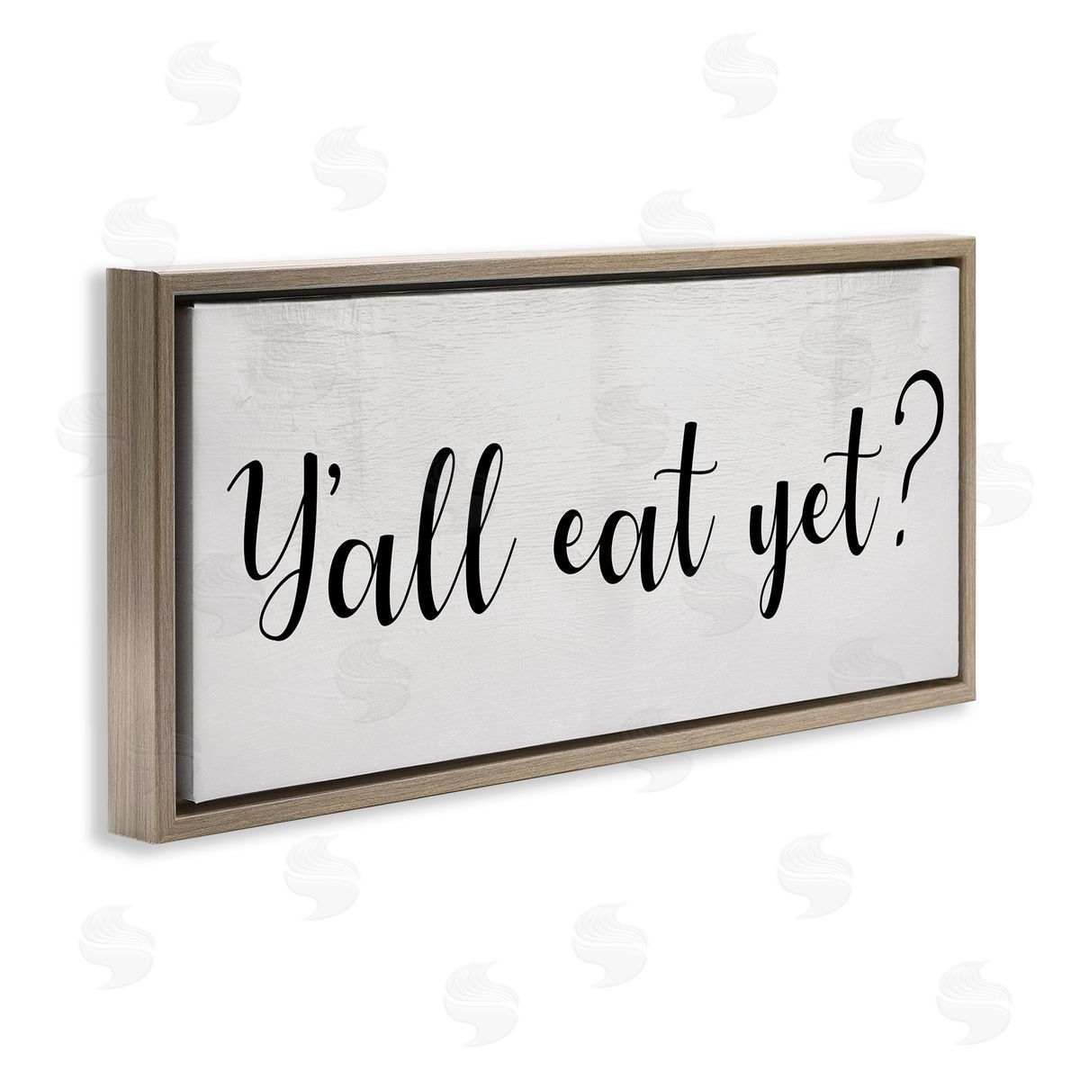 Stupell Studio Y'all Eat Yet Phrase Southern Charm Typography Brown Floater Frame Canvas Art