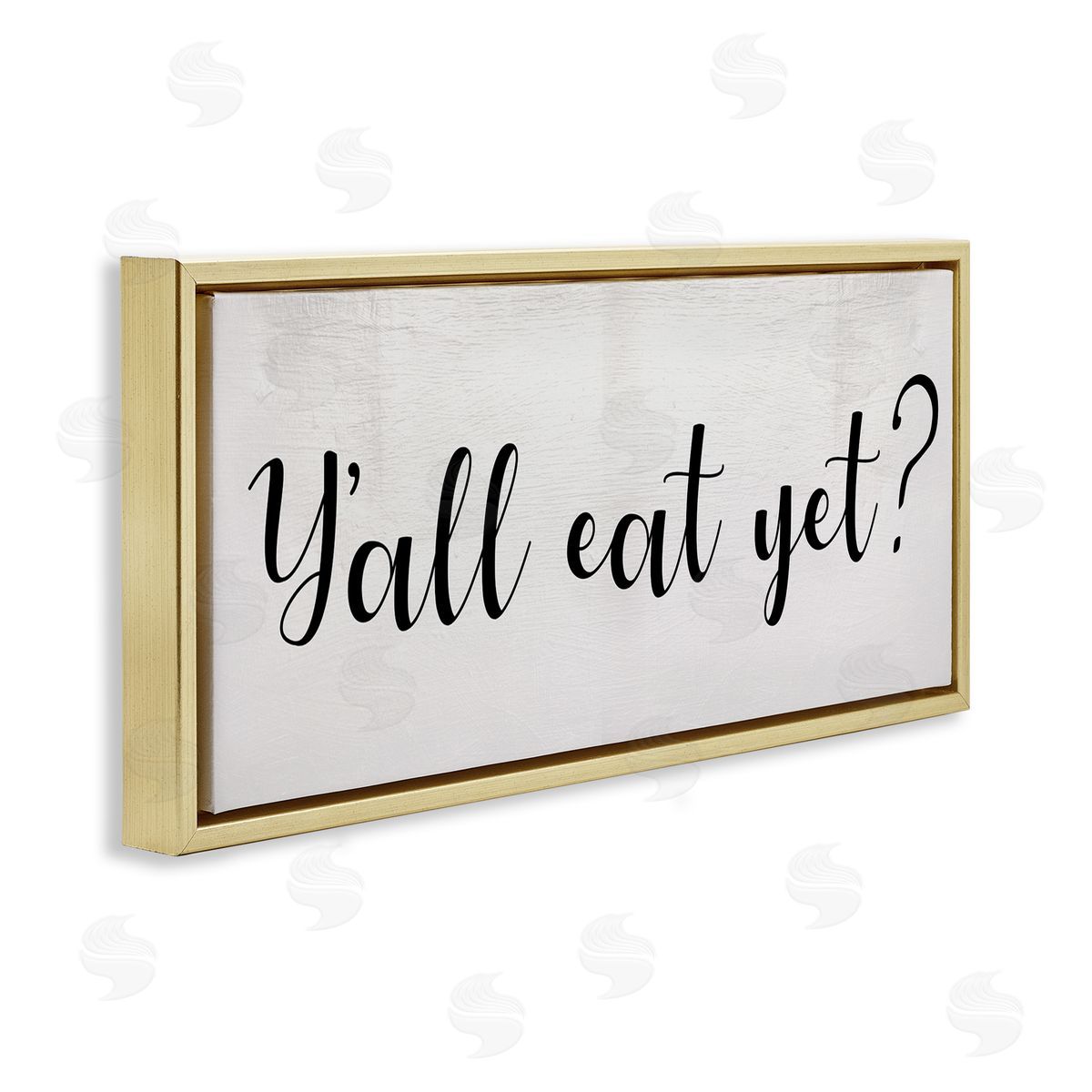 Stupell Studio Y'all Eat Yet Phrase Southern Charm Typography Gold Floater Frame Canvas Art