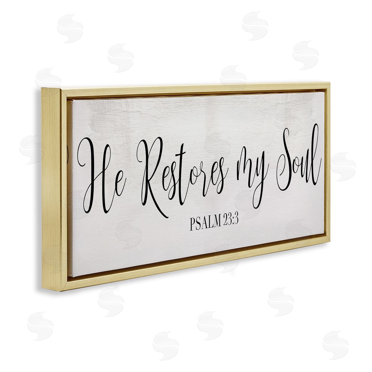 Stupell Studio He Stores My Soul Phrase Charming Cursive Typography Gold Floater Frame Canvas Art