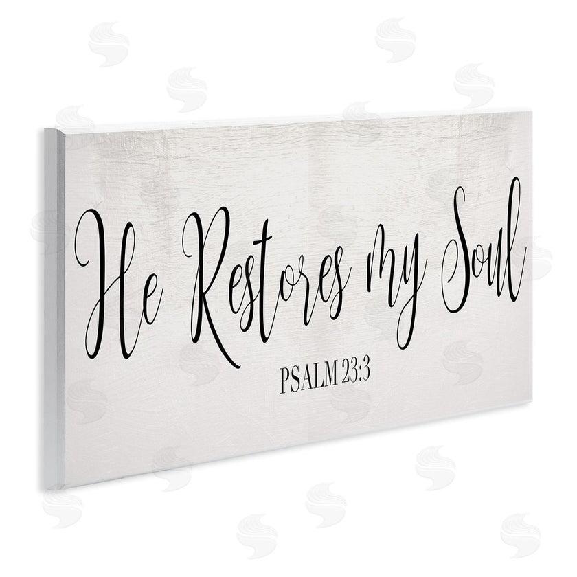 Stupell Studio | He Stores My Soul Phrase Charming Cursive Typography