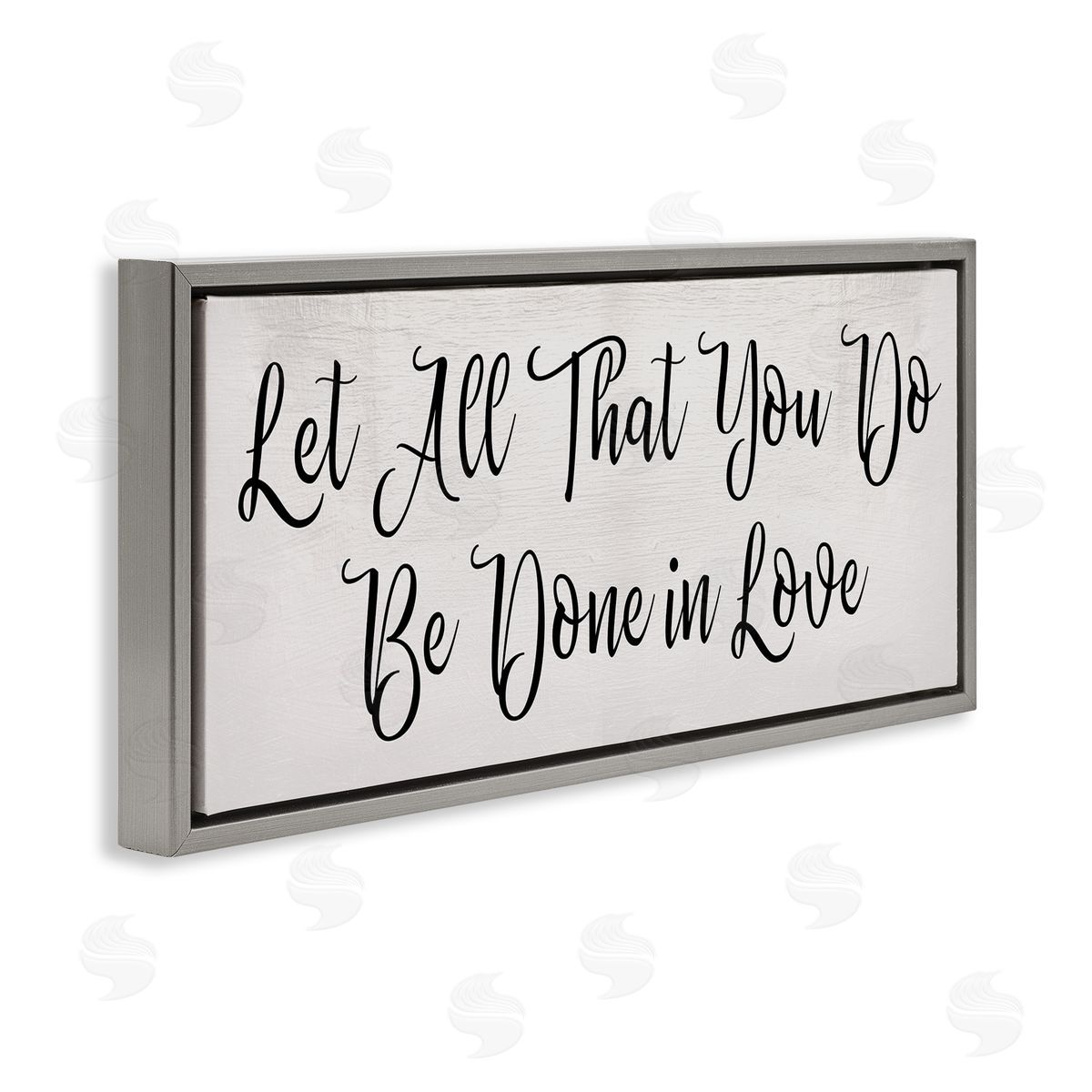 Stupell Studio Be Done in Love Quote Minimal Cursive Typography Gray Floater Frame Canvas Art
