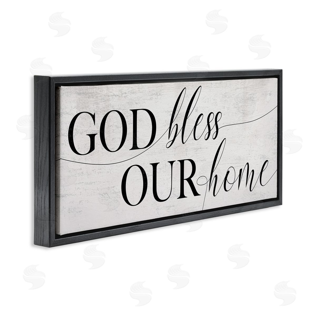God Bless Our Home Phrase Black Floating Frame Canvas Wall Art, Home Decor by Stupell Studio