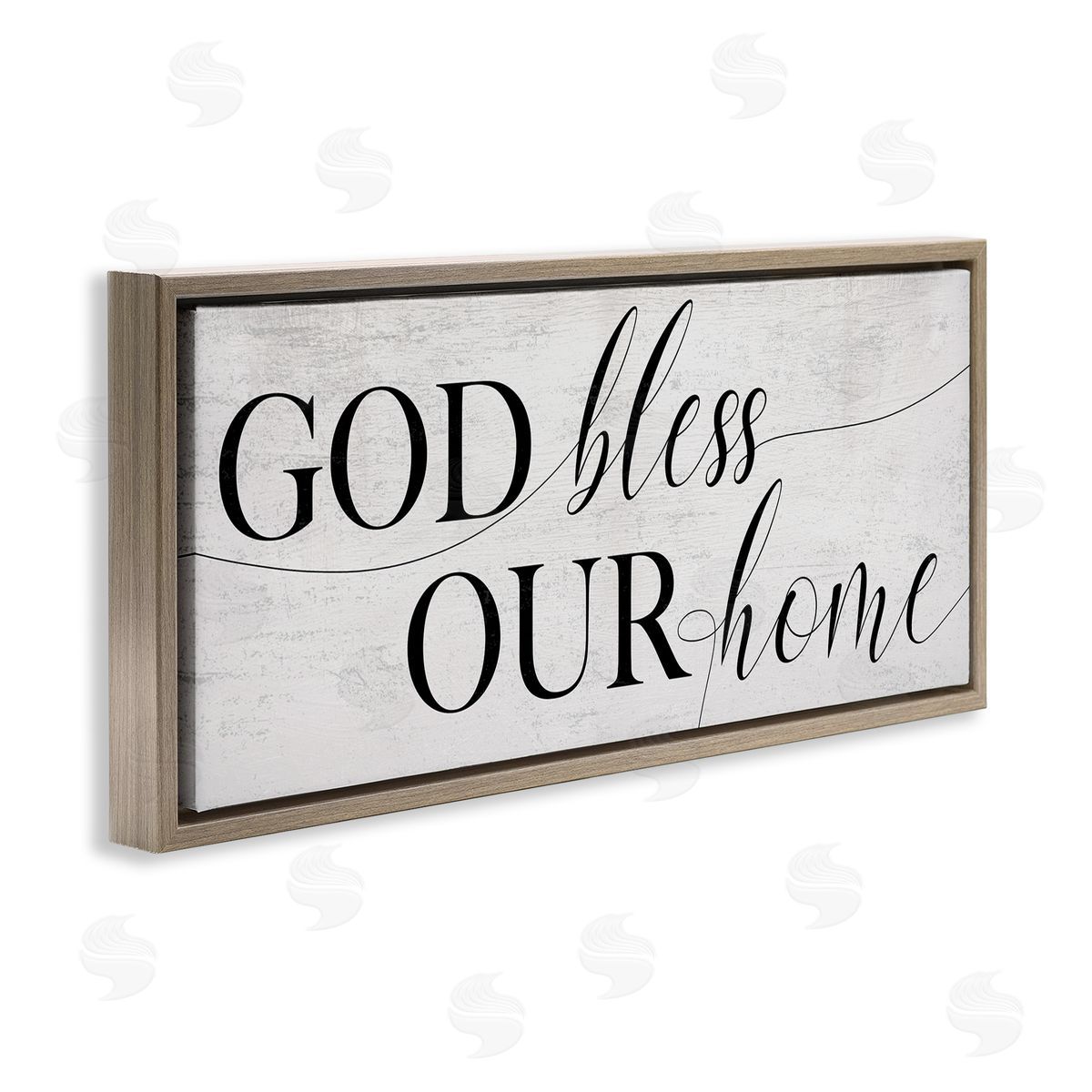 God Bless Our Home Phrase Brown Floating Frame Canvas Wall Art, Home Decor by Stupell Studio