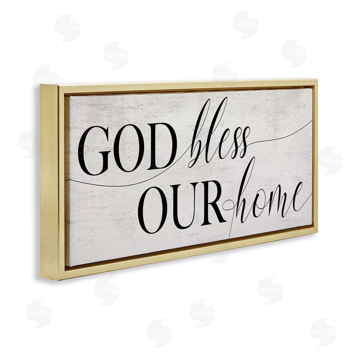 God Bless Our Home Phrase Gold Floating Frame Canvas Wall Art, Home Decor by Stupell Studio