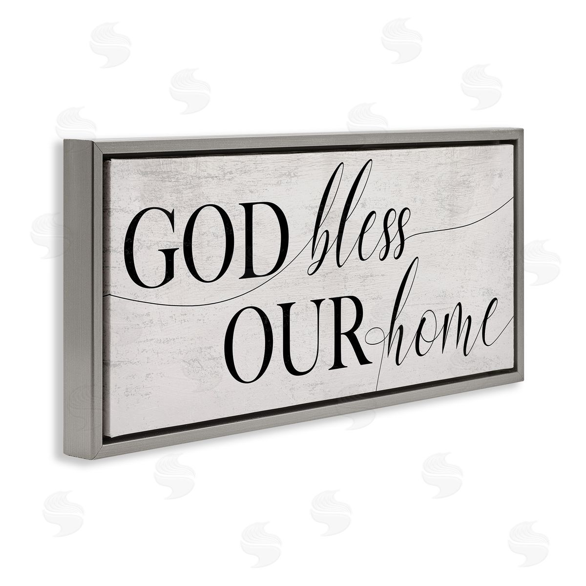 God Bless Our Home Phrase Grey Floating Frame Canvas Wall Art, Home Decor by Stupell Studio