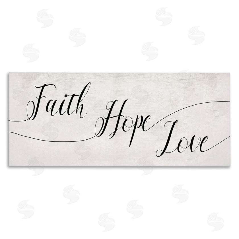 Stupell Studio | Faith Hope Love Phrase with Whimsical Linework Typography