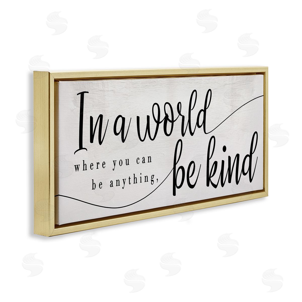 Stupell Studio Be Anything, Be Kind Phrase Whimsical Country Typography Gold Floater Frame Canvas Art