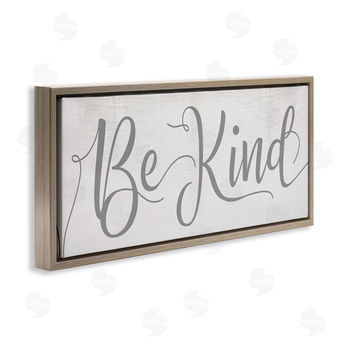 Stupell Studio Be Kind Phrase Charming Light Grey Typography  Brown Floater Frame Canvas Art