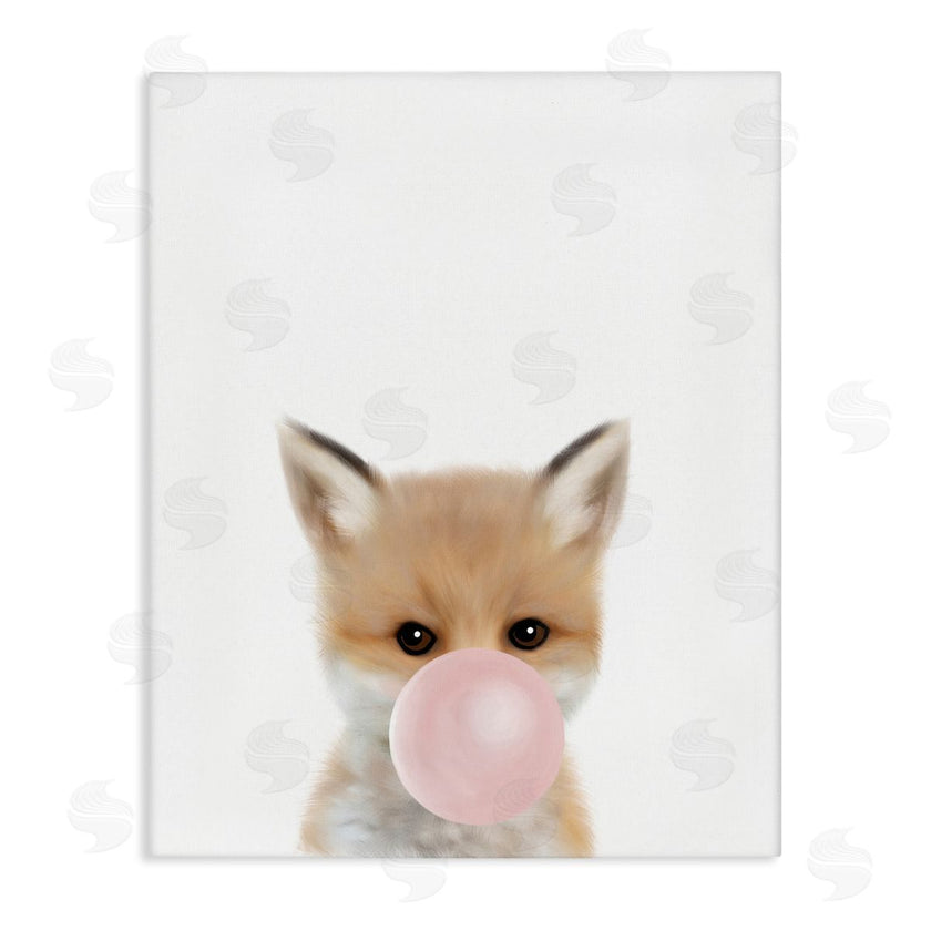 Leah Straatsma | Baby Red Fox with Pink Bubble Gum Woodland Animal