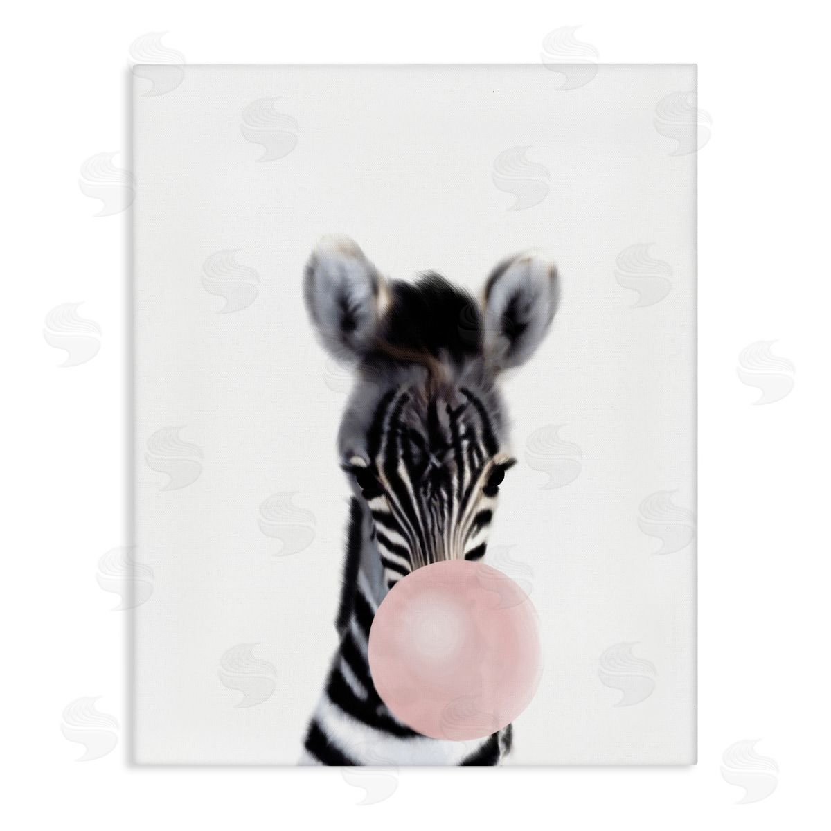 Leah Straatsma Baby Zebra with Pink Bubble Gum Safari Animal Canvas Wall Art