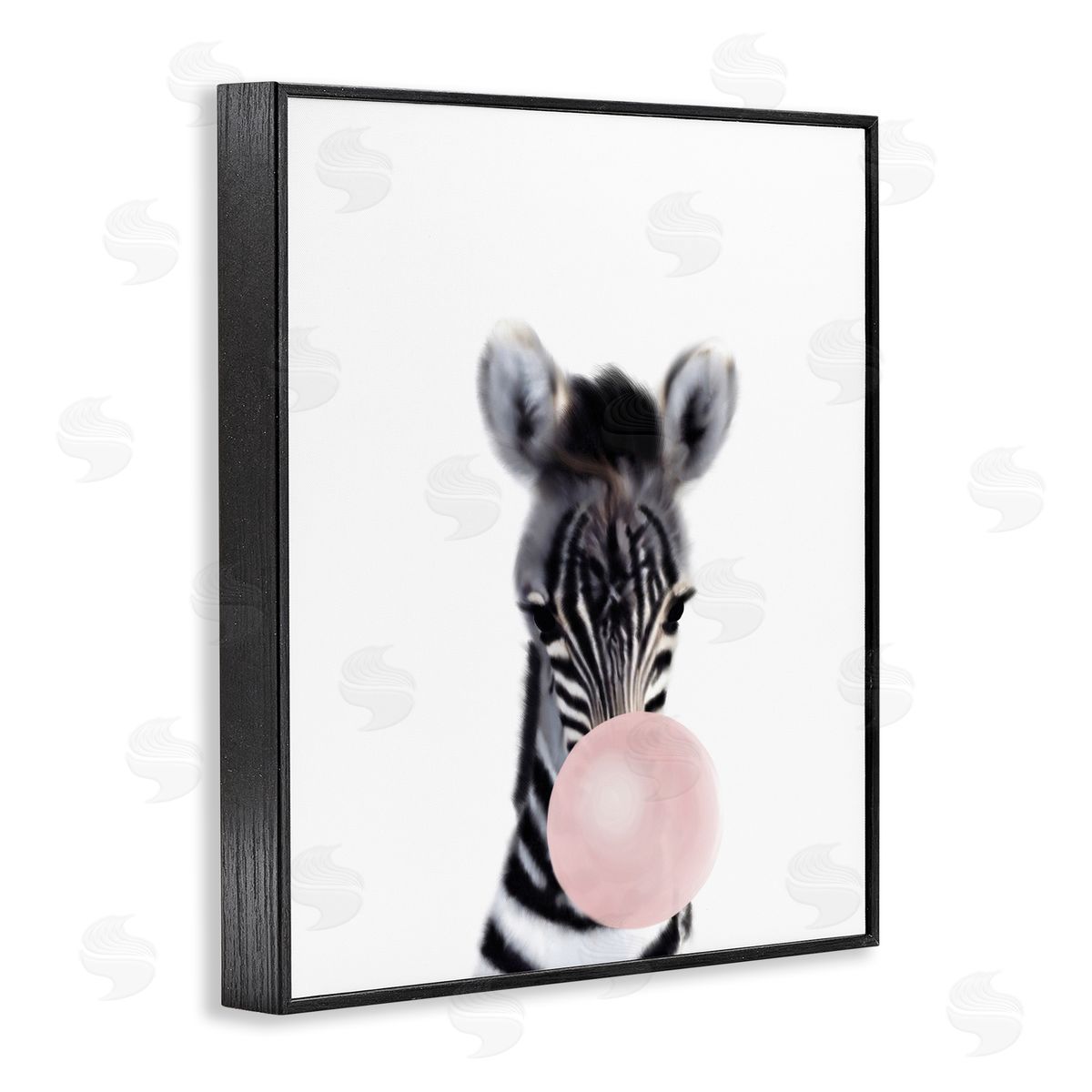 Leah Straatsma Baby Zebra with Pink Bubble Gum Safari Animal Black Framed Giclee Wall Art