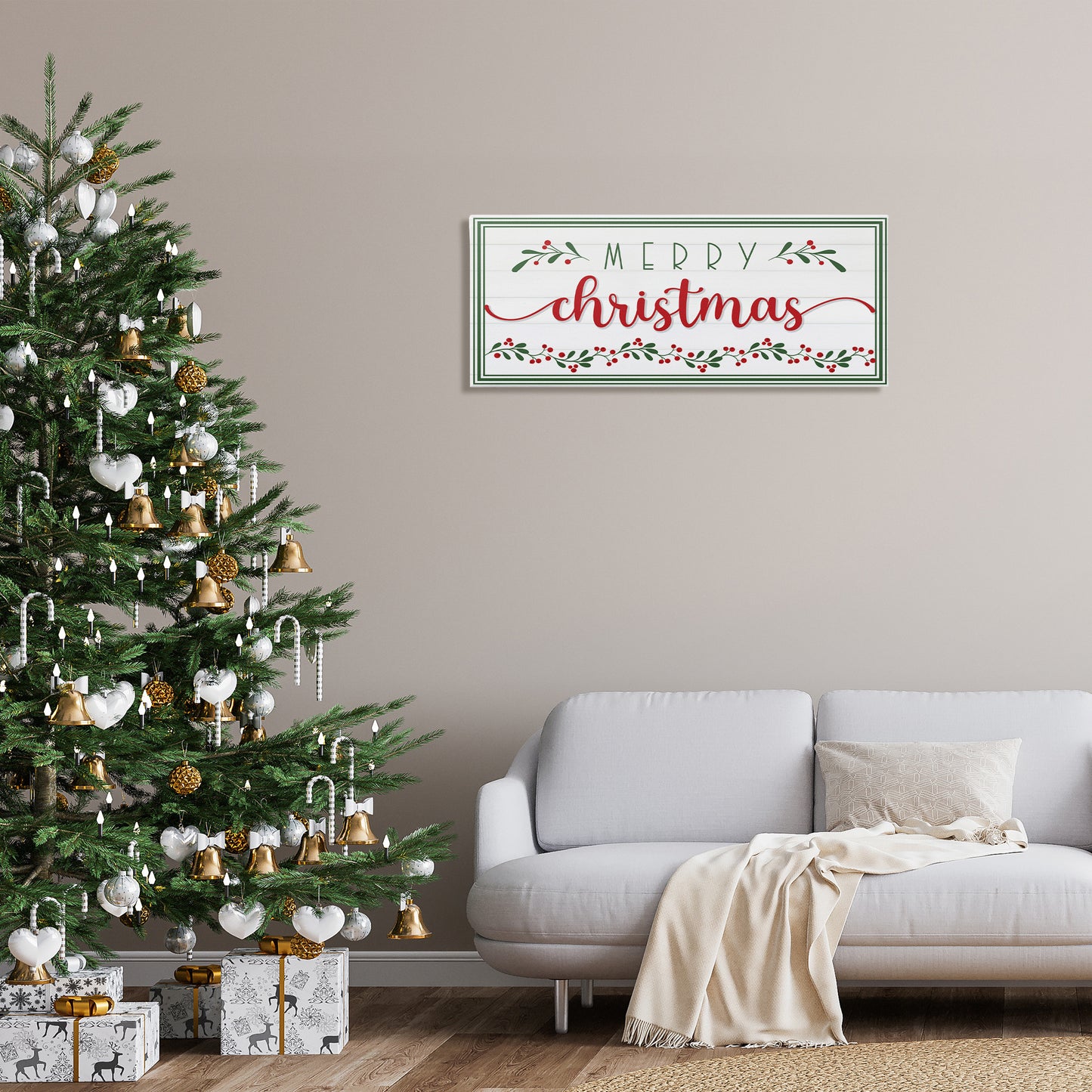 Festive Christmas Phrase Canvas Wall Art in Room, Home Decor by AE Design
