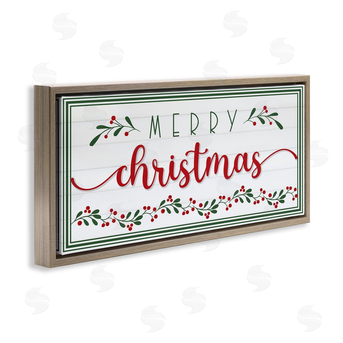 Festive Christmas Phrase Brown Floating Frame Canvas Wall Art, Home Decor by AE Design