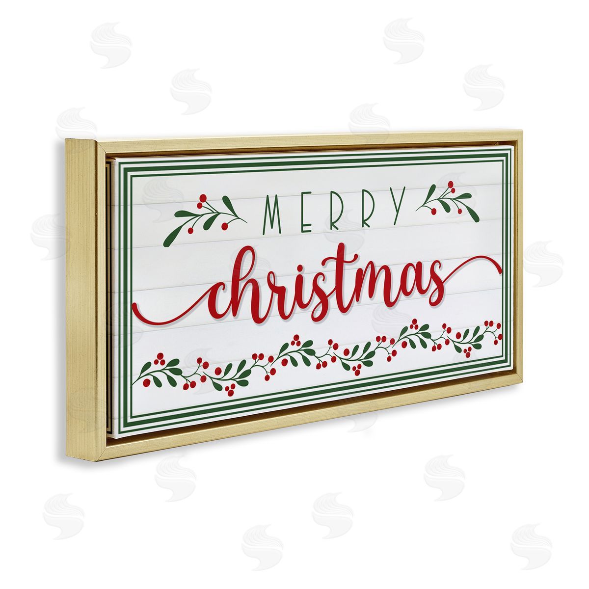 Festive Christmas Phrase Gold Floating Frame Canvas Wall Art, Home Decor by AE Design