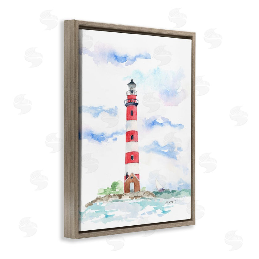 Melissa Hyatt | Red Stripe Lighthouse Soft Coastal Landscape