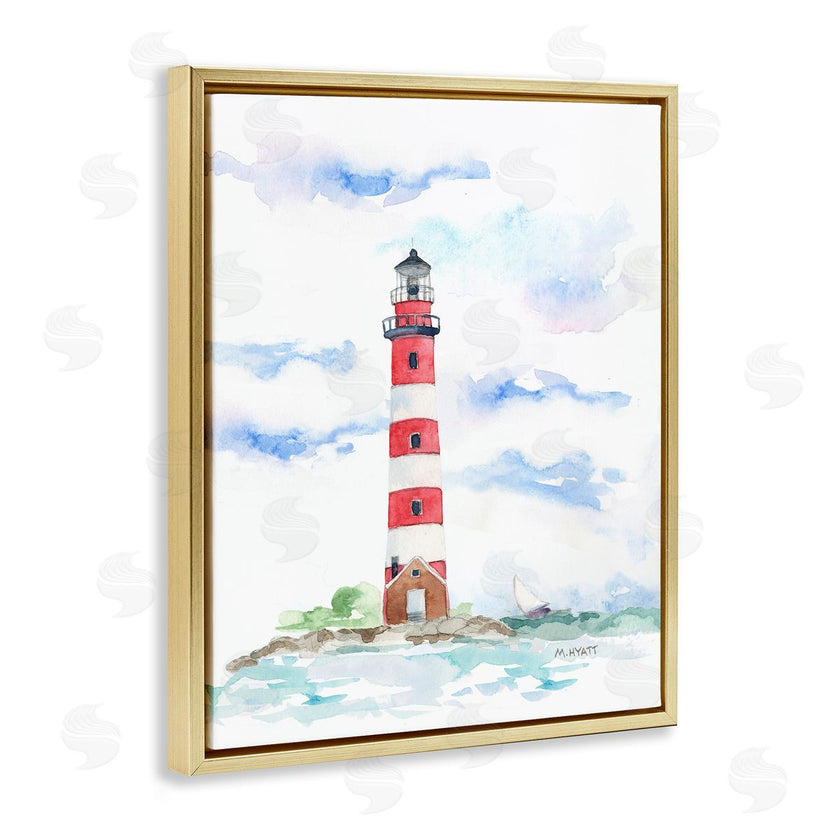 Melissa Hyatt | Red Stripe Lighthouse Soft Coastal Landscape