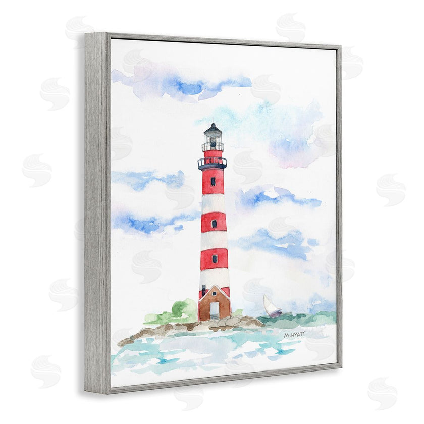 Melissa Hyatt | Red Stripe Lighthouse Soft Coastal Landscape