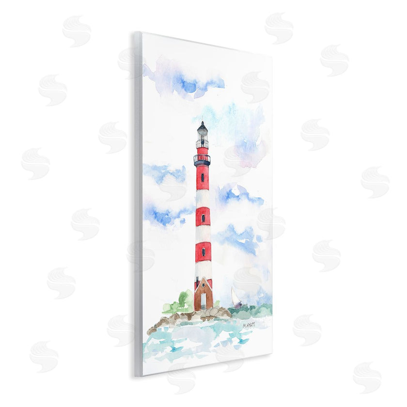 Melissa Hyatt | Red Stripe Lighthouse Soft Coastal Landscape