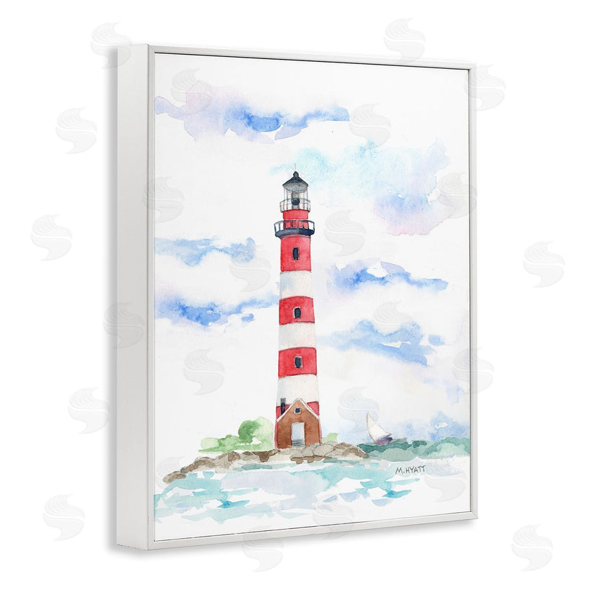 Melissa Hyatt | Red Stripe Lighthouse Soft Coastal Landscape