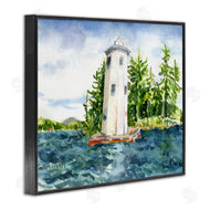 Melissa Hyatt | Cove Side Lighthouse Rustic Lake Landscape