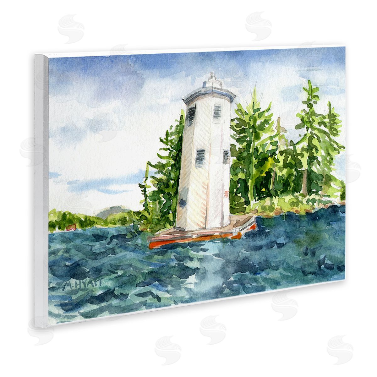 Melissa Hyatt Cove Side Lighthouse Rustic Lake Landscape Wall Plaque Art