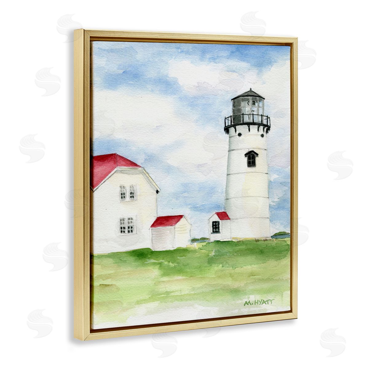 Melissa Hyatt Chatham Harbor Lighthouse Coastal Cape Destination Gold Floater Frame Canvas Art