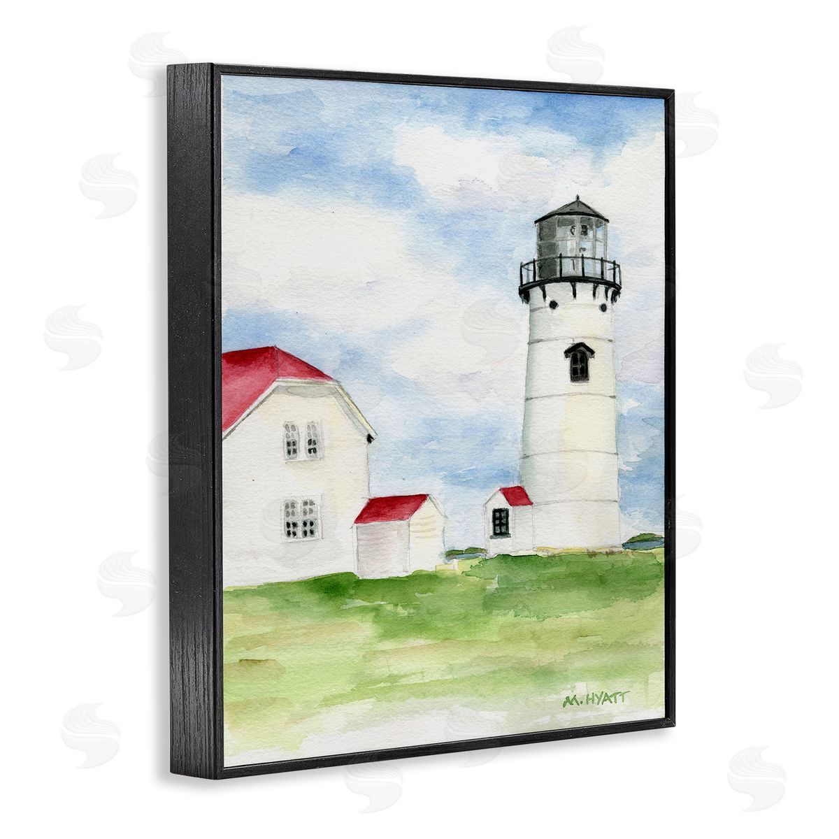 Melissa Hyatt Chatham Harbor Lighthouse Coastal Cape Destination Black Framed Giclee Wall Art