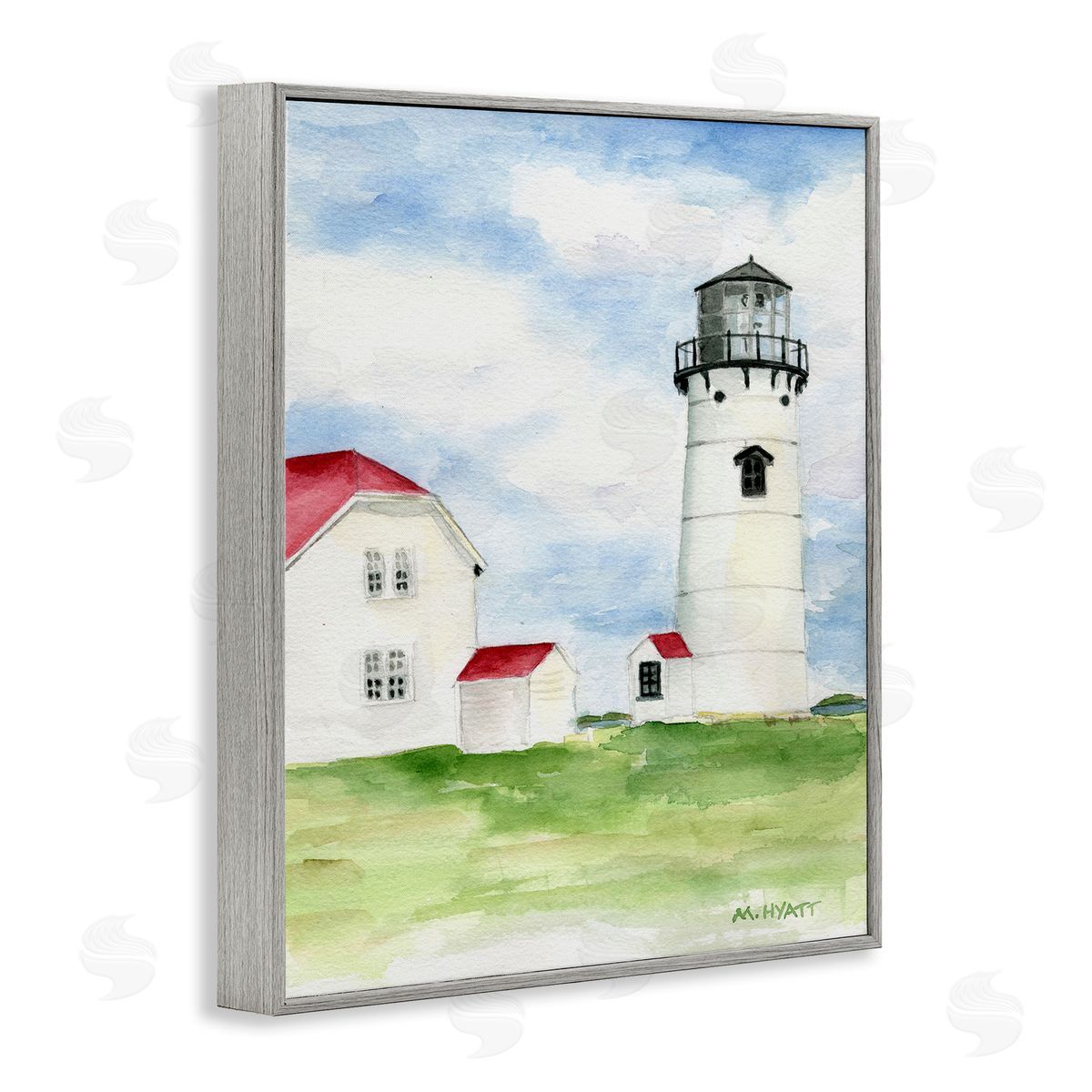 Melissa Hyatt Chatham Harbor Lighthouse Coastal Cape Destination Gray Framed Giclee Wall Art