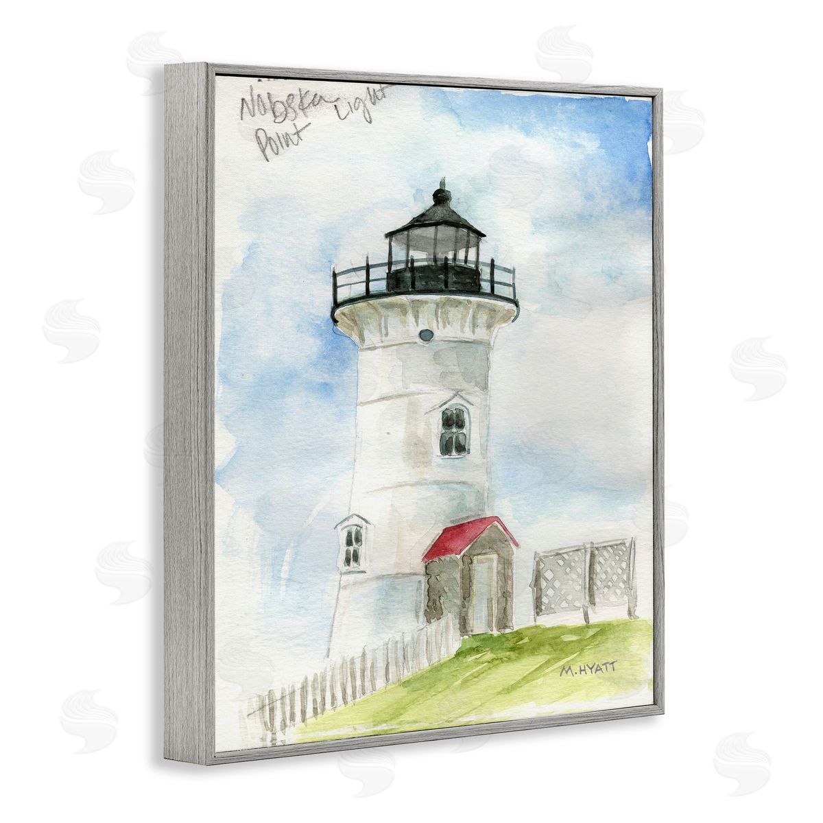 Melissa Hyatt Nobska Point Lighthouse Cliffside Coastal Architecture Gray Framed Giclee Wall Art