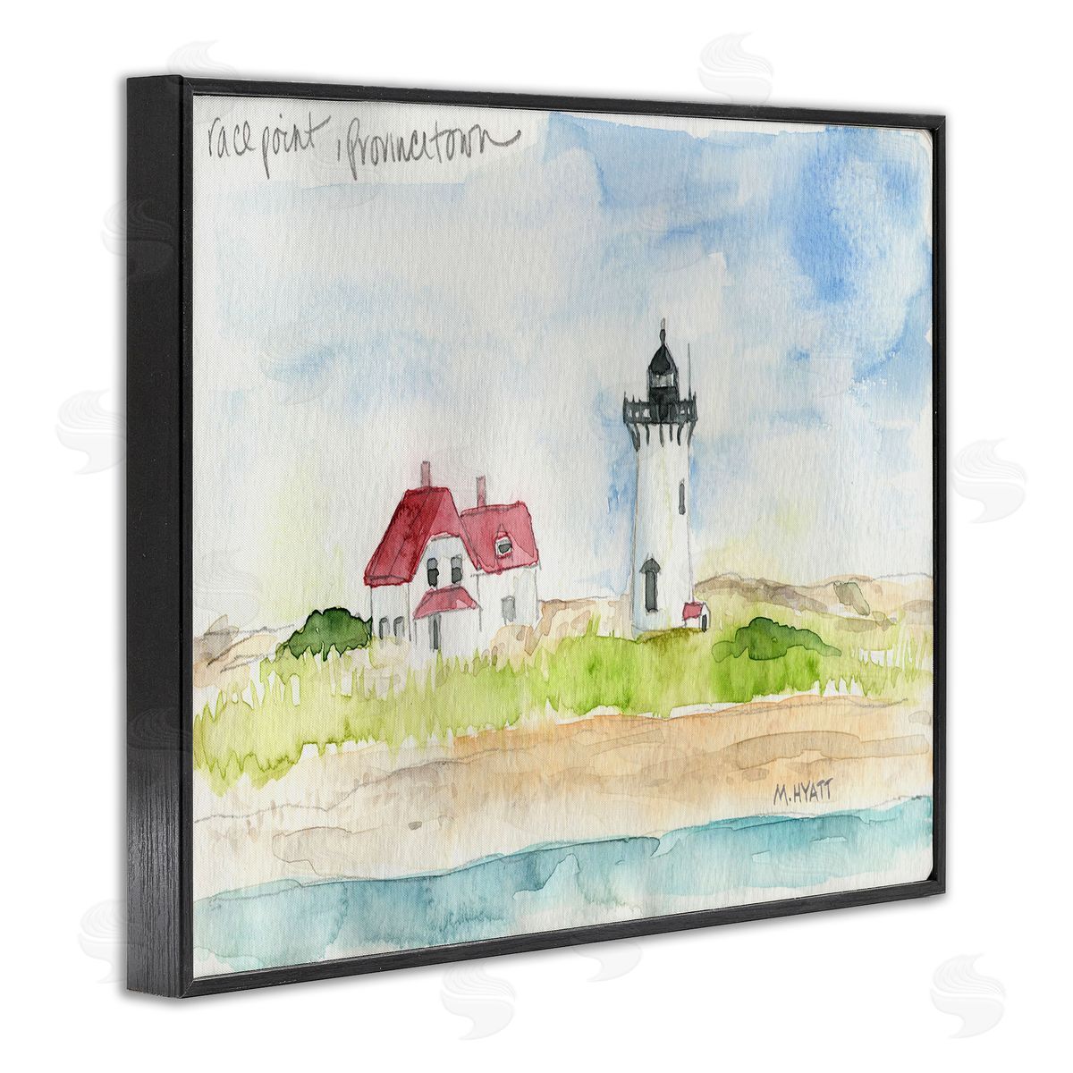 Melissa Hyatt Race Point Lighthouse Coastal Water Landscape Black Framed Giclee Wall Art
