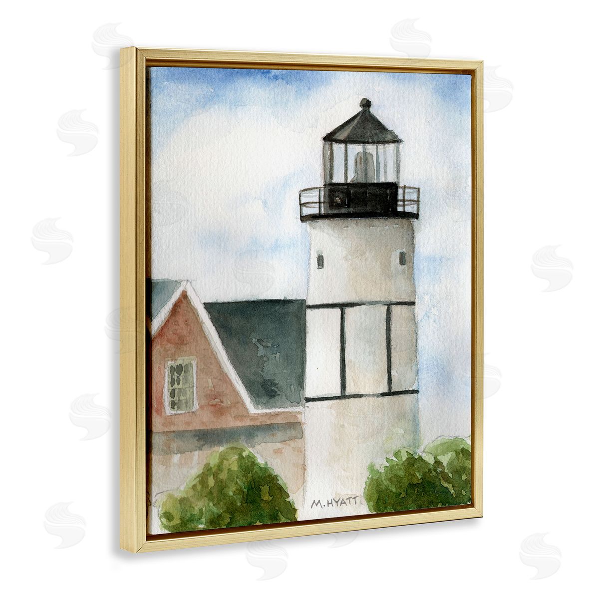 Melissa Hyatt Sandy Neck Lighthouse Coastal Beach Architecture Gold Floater Frame Canvas Art