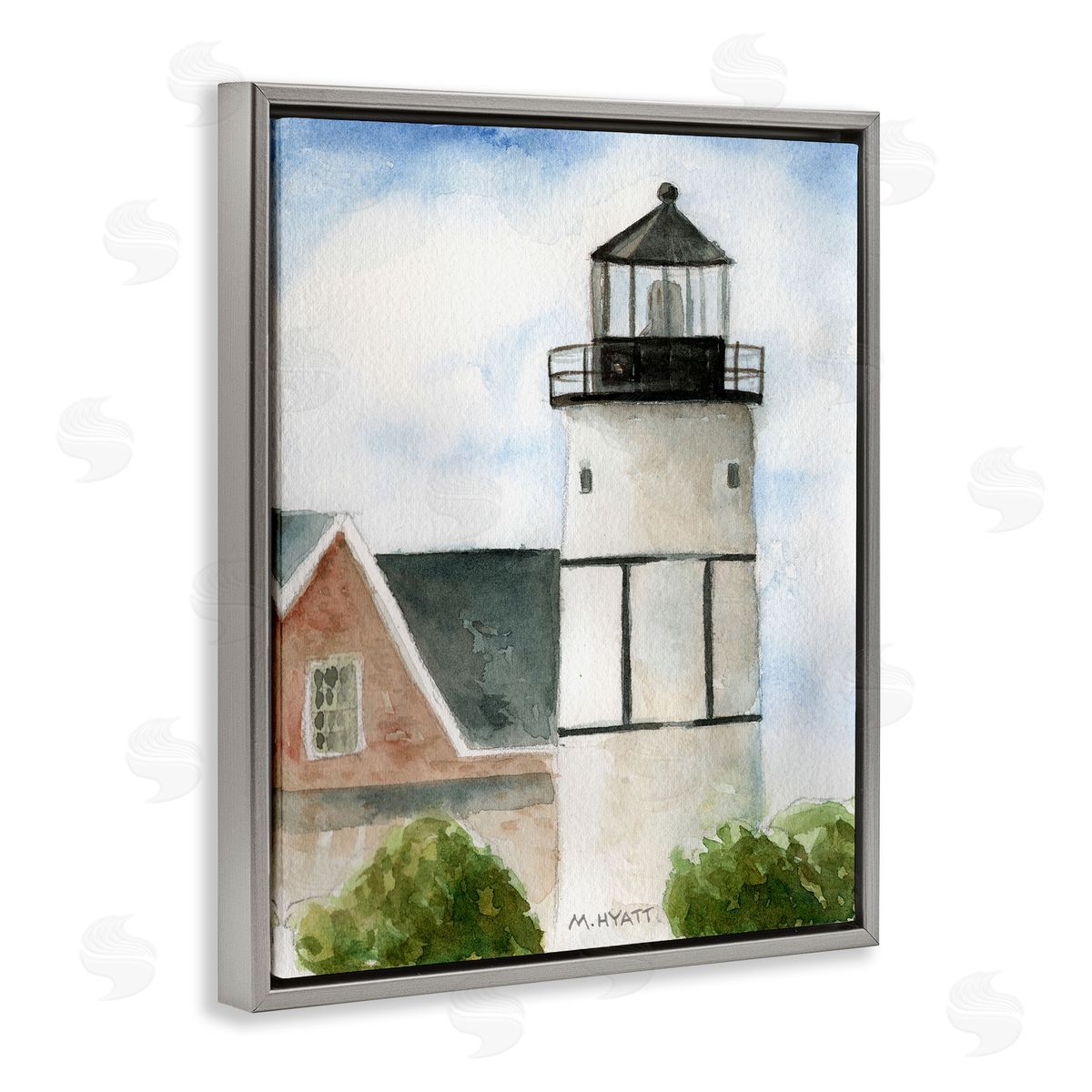 Melissa Hyatt Sandy Neck Lighthouse Coastal Beach Architecture Gray Floater Frame Canvas Art