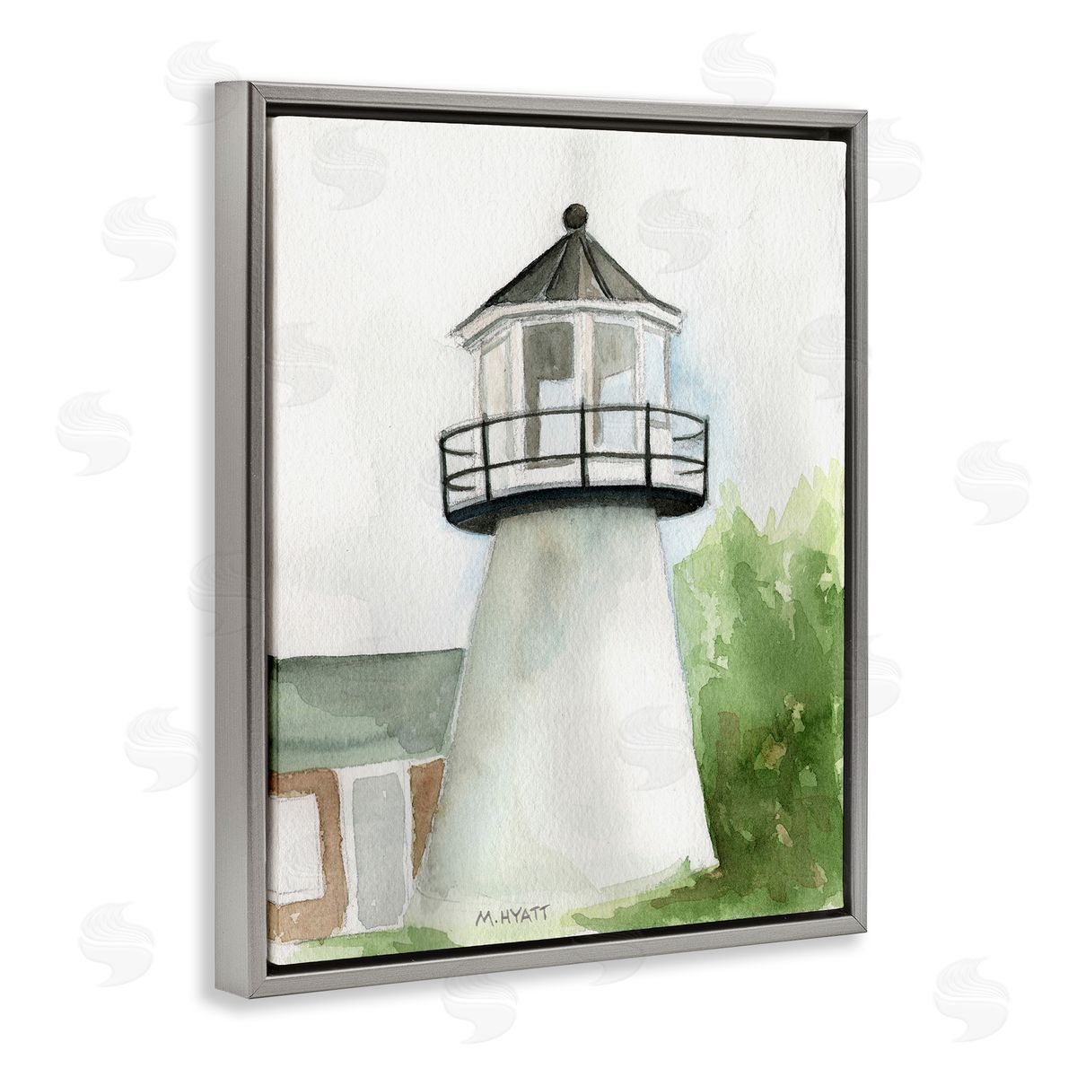 Melissa Hyatt Hyannis Coast Lighthouse Waterside Architecture Gray Floater Frame Canvas Art